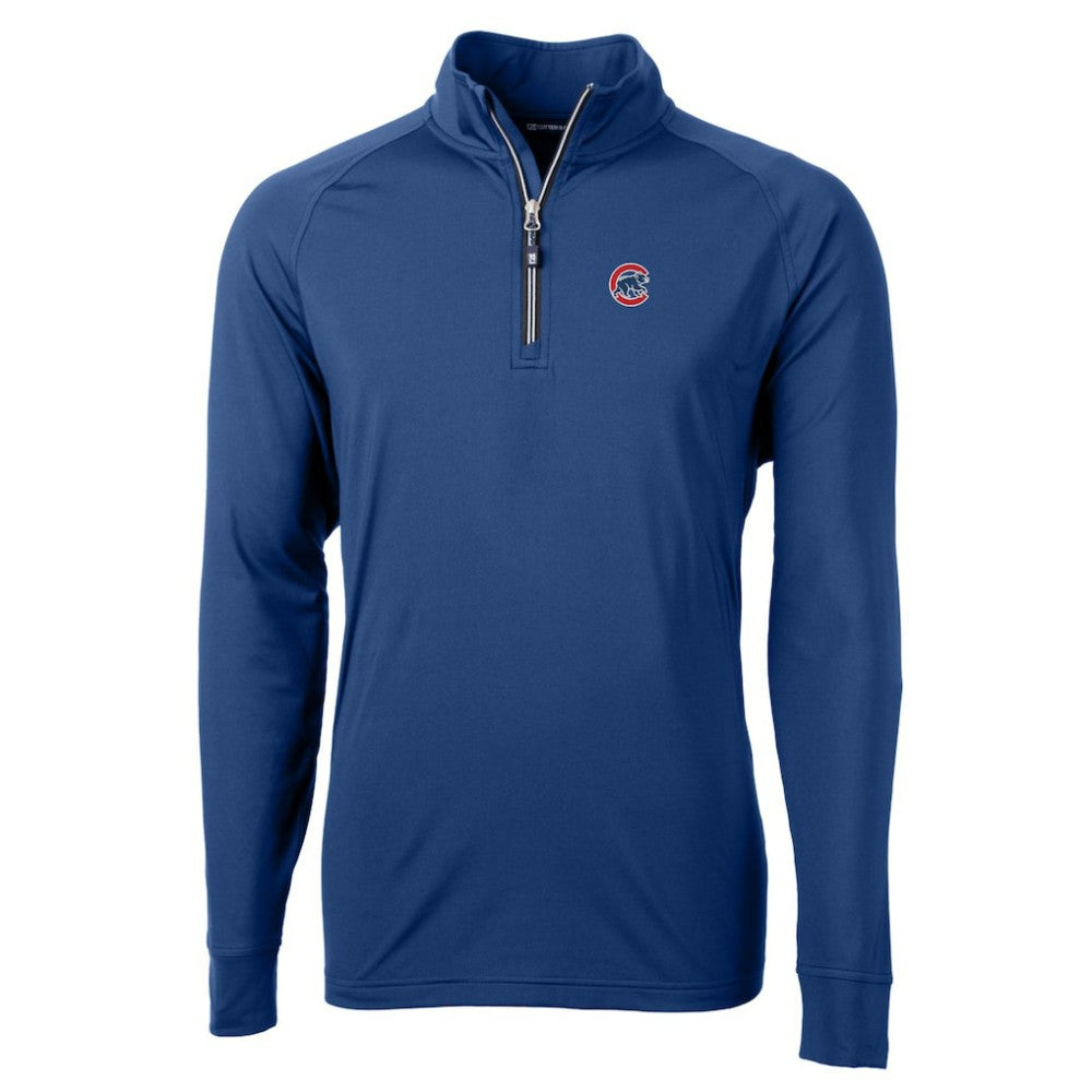 Chicago Cubs Cutter & Buck Big & Tall Adapt Eco Knit Stretch Recycled Quarter-Zip Pullover Top - Blue
