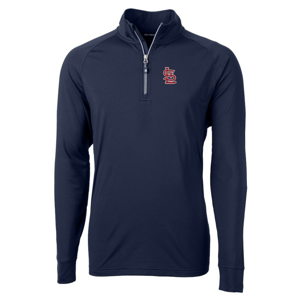 St. Louis Cardinals Cutter & Buck Big & Tall Adapt Eco Knit Stretch Recycled Quarter-Zip Pullover Top - Navy