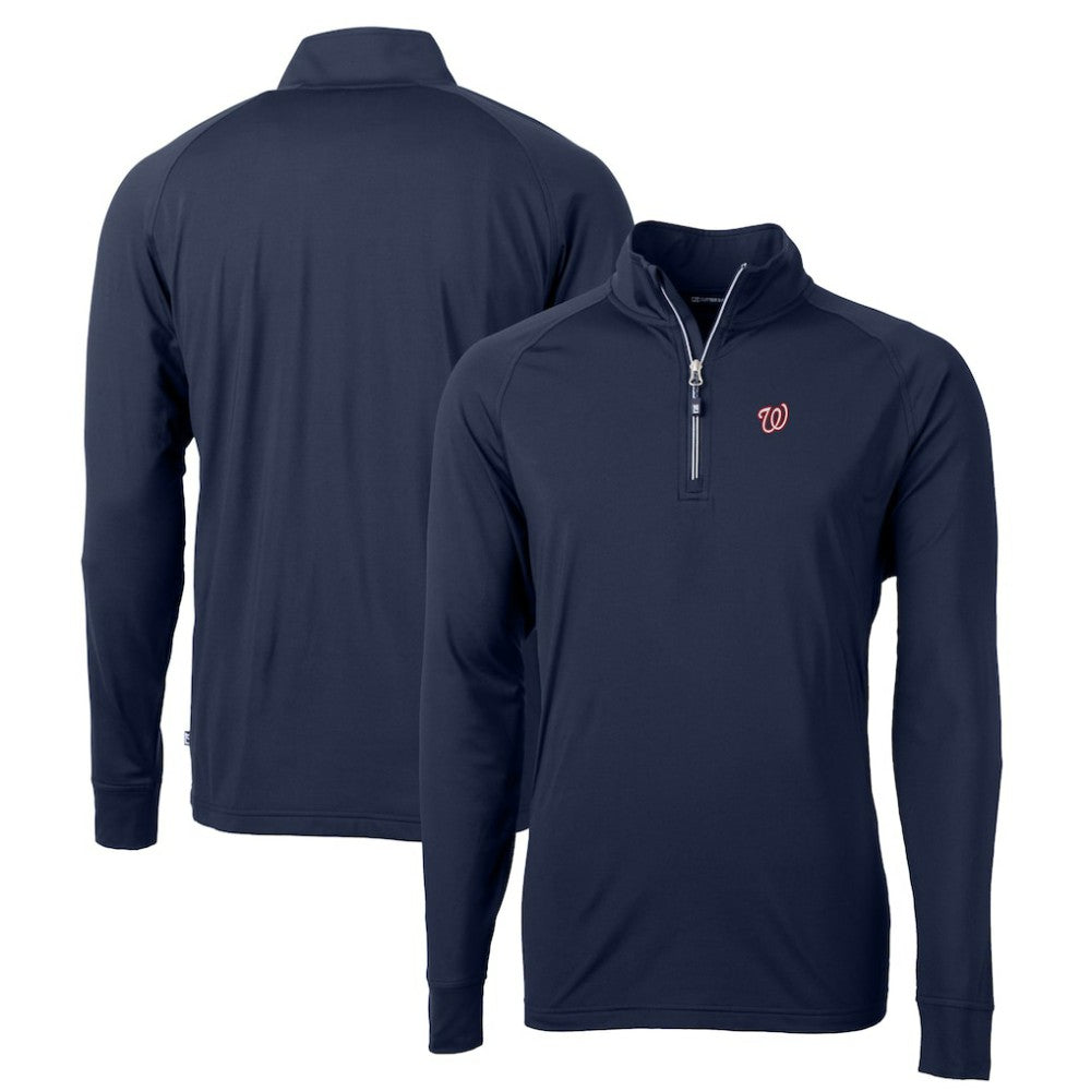 Washington Nationals Cutter & Buck Big & Tall Adapt Eco Knit Stretch Recycled Quarter-Zip Pullover Top - Navy