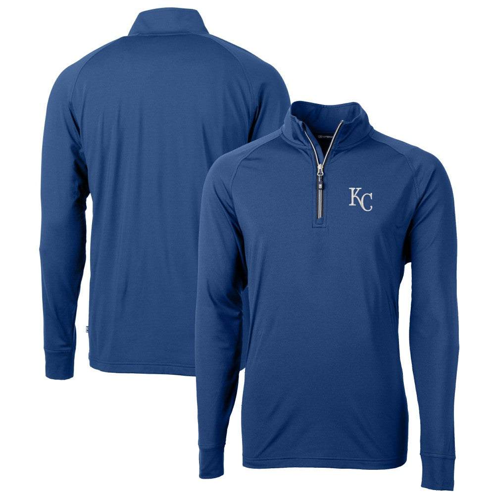 Kansas City Royals Cutter & Buck Big & Tall Adapt Eco Knit Stretch Recycled Quarter-Zip Pullover Top - Blue