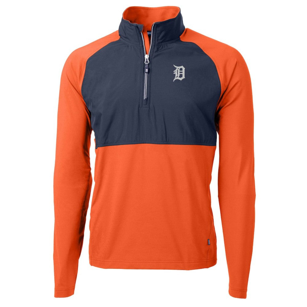 Detroit Tigers Cutter & Buck Adapt Eco Knit Hybrid Recycled Quarter-Zip Jacket - Orange