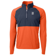 Detroit Tigers Cutter & Buck Adapt Eco Knit Hybrid Recycled Quarter-Zip Jacket - Orange
