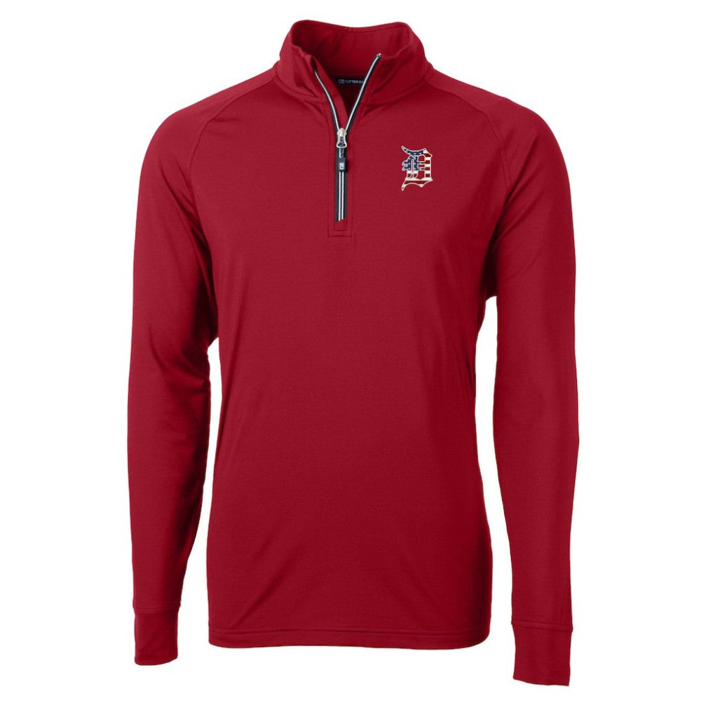 Detroit Tigers Cutter & Buck Patriotic Logo Adapt Eco Knit Stretch Recycled Quarter-Zip Pullover Top - Red