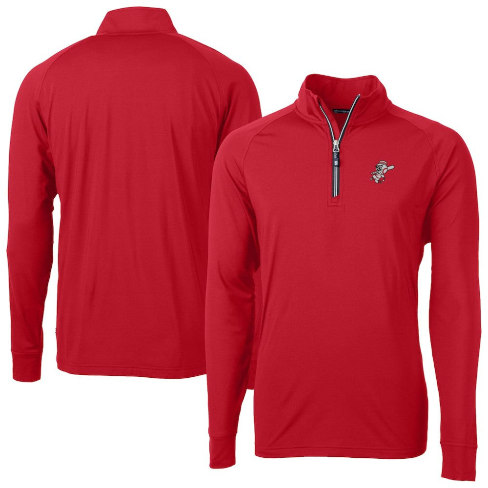 Cincinnati Reds Cutter & Buck Patriotic Logo Adapt Eco Knit Stretch Recycled Quarter-Zip Pullover Top - Red