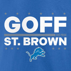 Jared Goff & Amon-Ra St. Brown Detroit Lions Election Players T-Shirt - Blue on sale