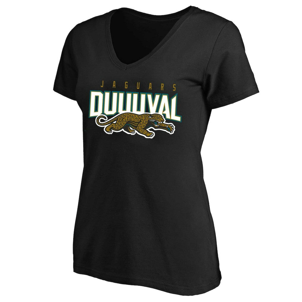 Jacksonville Jaguars Women's Plus Size Retro Duval V-Neck T-Shirt - Black discount