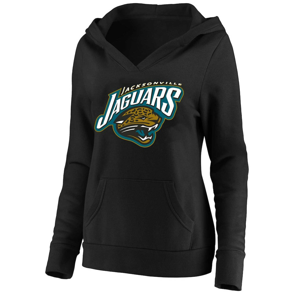 Jacksonville Jaguars Women's Classic Logo V-Neck Pullover Hoodie - Black discount