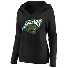 Jacksonville Jaguars Women's Classic Logo V-Neck Pullover Hoodie - Black discount