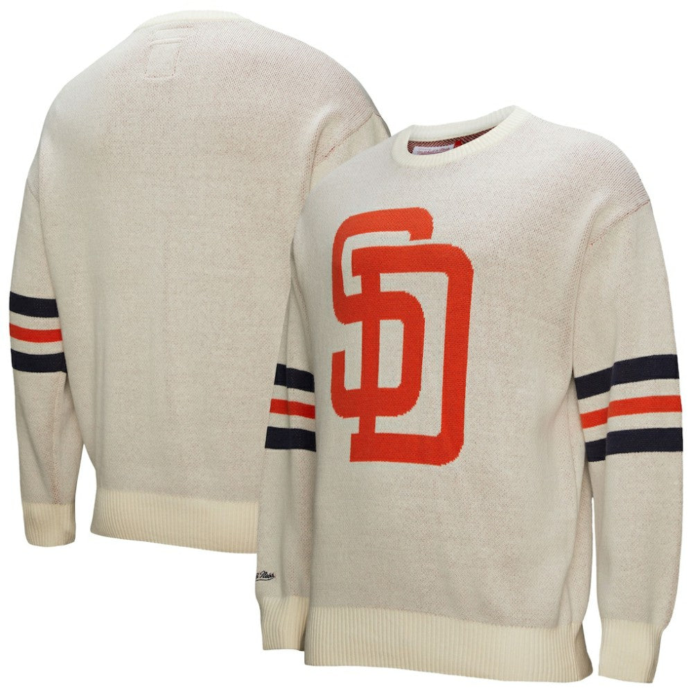 San Diego Padres Retro Pullover Sweater - Cream | Mitchell & Ness