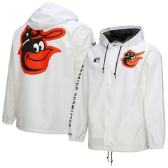 Baltimore Orioles Vintage Full-Snap Hooded Coaches Jacket - White | Mitchell & Ness