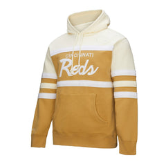 Cincinnati Reds Head Coach Pullover Hoodie - Tan/Cream | Mitchell & Ness