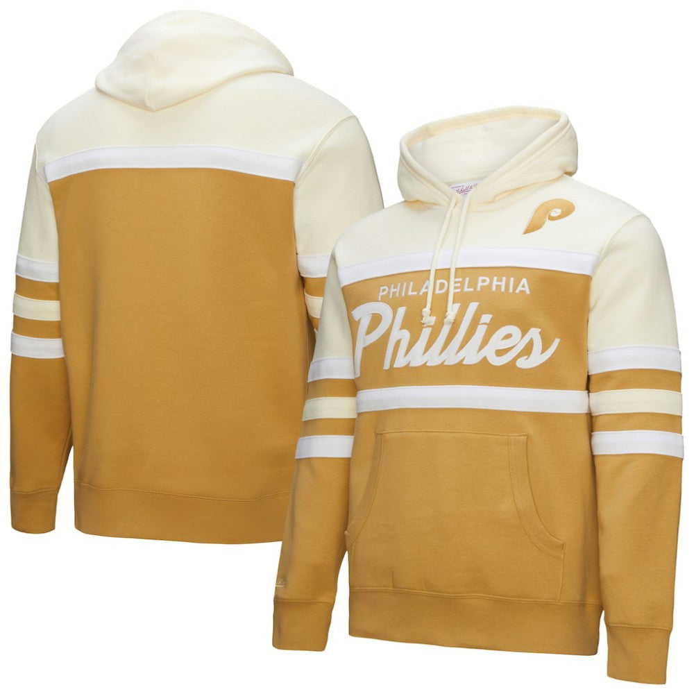 Philadelphia Phillies Head Coach Pullover Hoodie - Tan/Cream | Mitchell & Ness