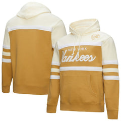 New York Yankees Head Coach Pullover Hoodie - Tan/Cream | Mitchell & Ness