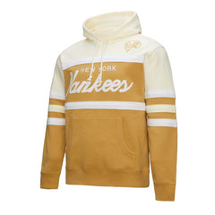 New York Yankees Head Coach Pullover Hoodie - Tan/Cream | Mitchell & Ness