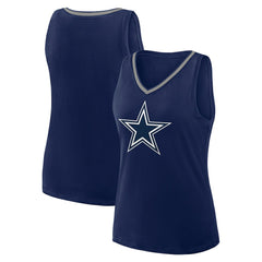 Dallas Cowboys Logo Athletic Women's Stellar Win V-Neck Tank Top - Navy discount