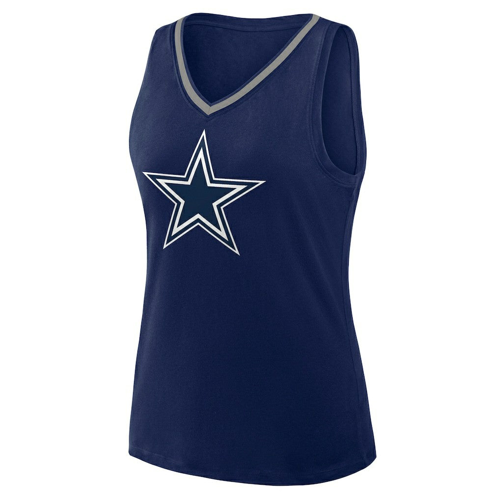 Dallas Cowboys Logo Athletic Women's Stellar Win V-Neck Tank Top - Navy discount
