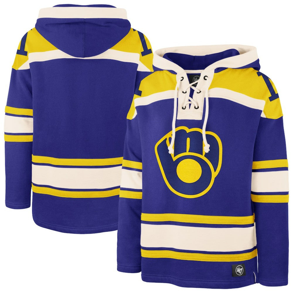 Milwaukee Brewers Superior Lacer Pullover Hoodie - Royal | 47 brand