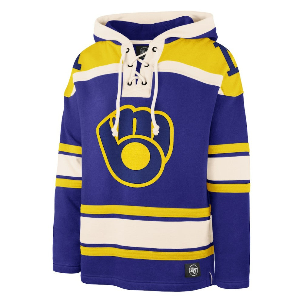 Milwaukee Brewers Superior Lacer Pullover Hoodie - Royal | 47 brand