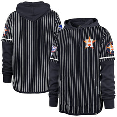 Houston Astros Pinstripe Double Header Pullover Hoodie - Navy | 47 brand