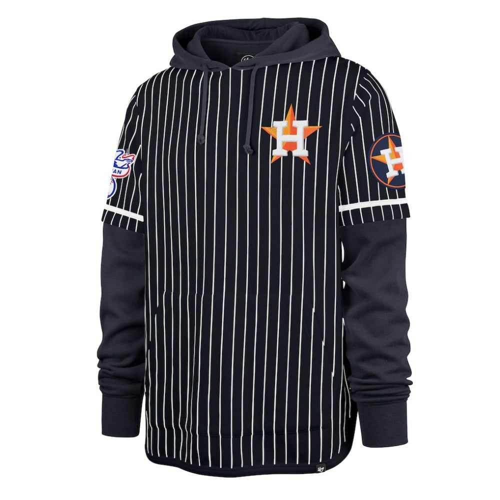 Houston Astros Pinstripe Double Header Pullover Hoodie - Navy | 47 brand