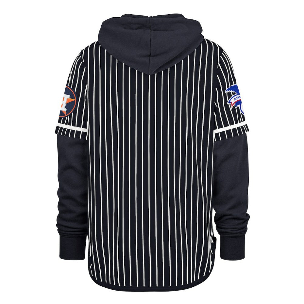 Houston Astros Pinstripe Double Header Pullover Hoodie - Navy | 47 brand