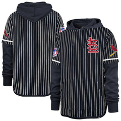 St. Louis Cardinals Pinstripe Double Header Pullover Hoodie - Navy | 47 brand