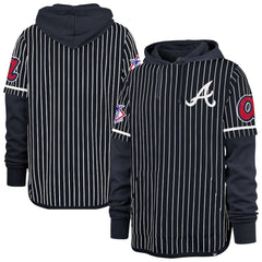 Atlanta Braves Pinstripe Double Header Pullover Hoodie - Navy | 47 brand