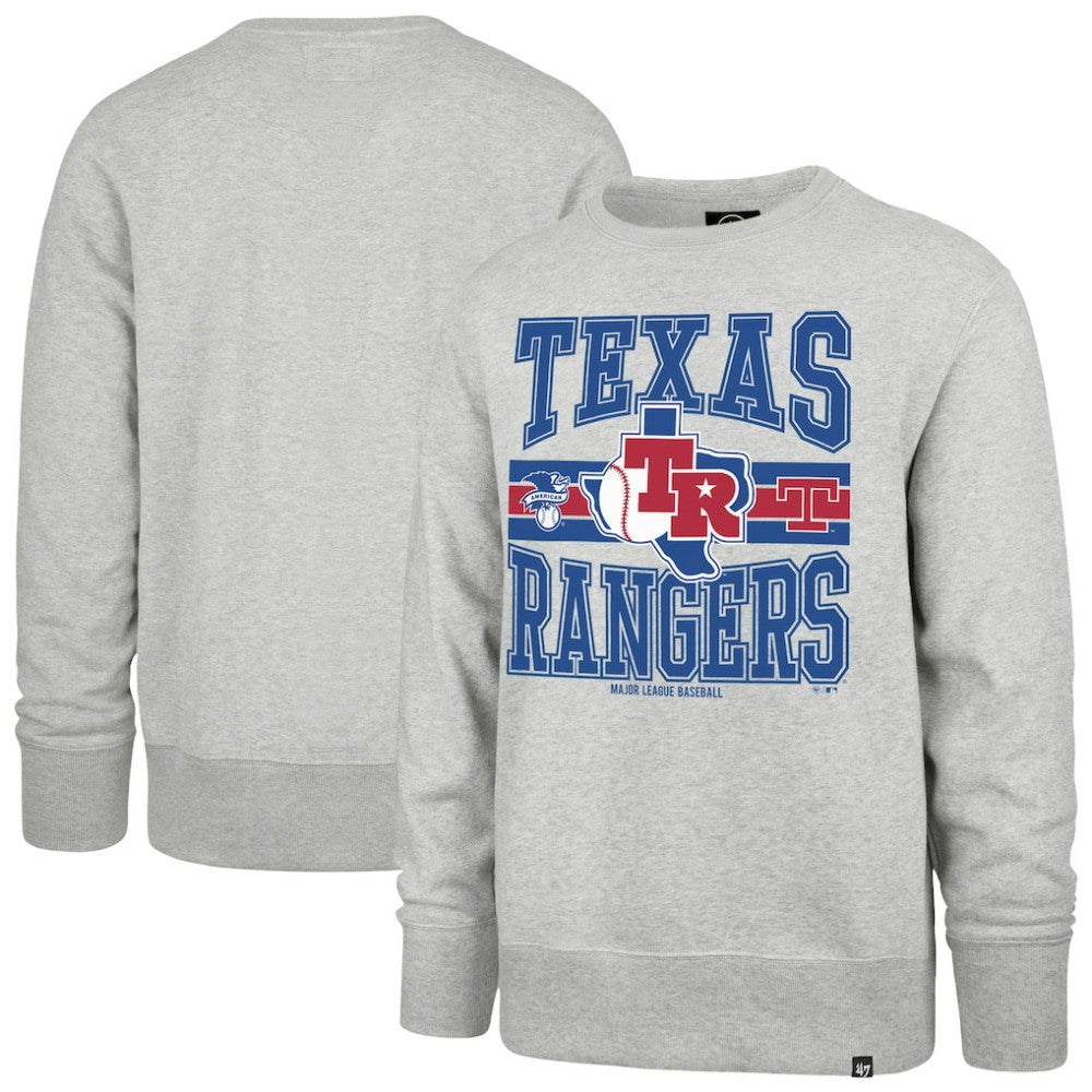 Texas Rangers Letters Headline Pullover Sweatshirt - Gray | 47 brand