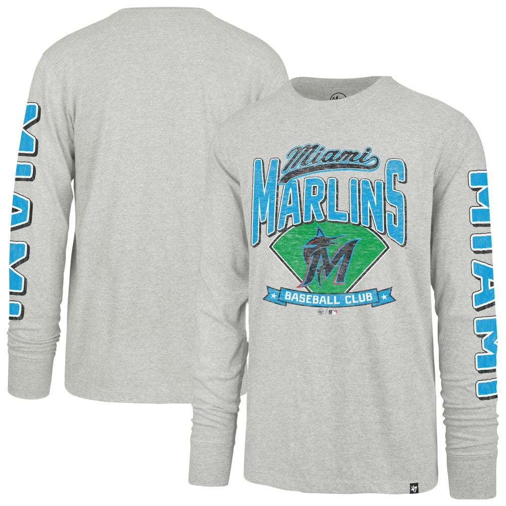 Miami Marlins Fair Ball Franklin Long Sleeve T-Shirt - Gray | 47 brand