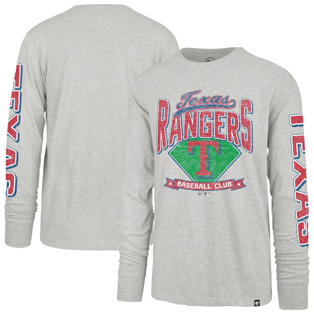 Texas Rangers Fair Ball Franklin Long Sleeve T-Shirt - Gray | 47 brand