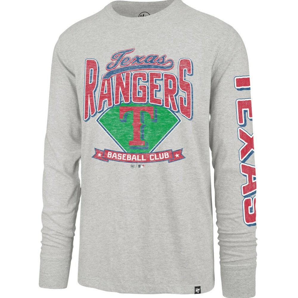 Texas Rangers Fair Ball Franklin Long Sleeve T-Shirt - Gray | 47 brand