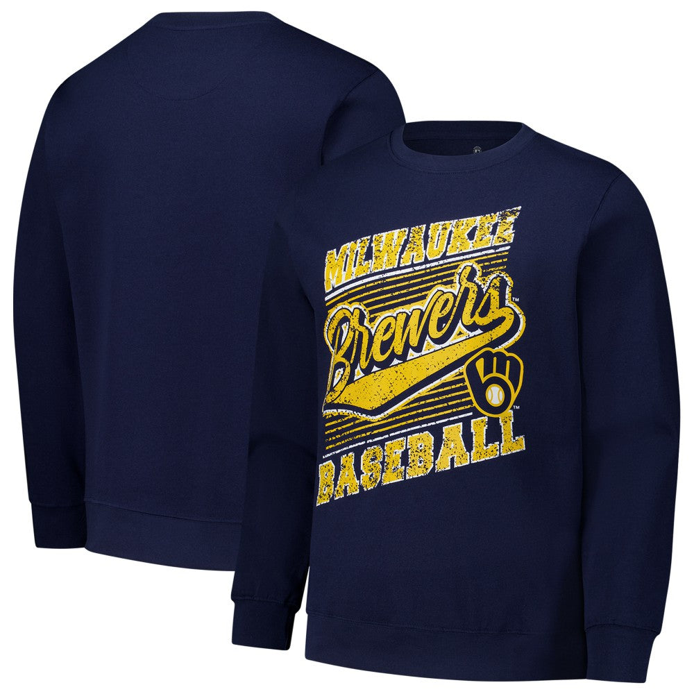 Milwaukee Brewers Stitches Lightweight Crew Sweatshirt - Navy