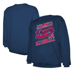 Atlanta Braves Stitches Lightweight Crew Sweatshirt - Navy