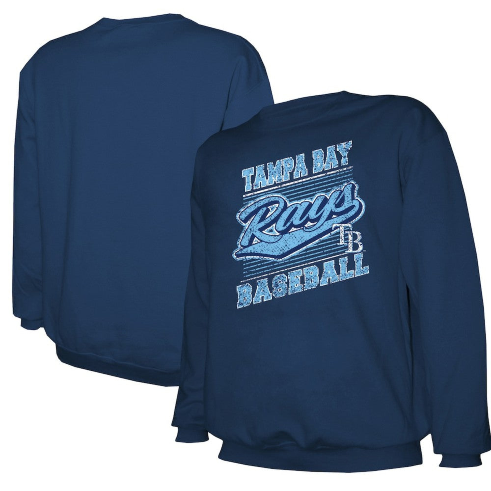 Tampa Bay Rays Stitches Lightweight Crew Sweatshirt - Navy