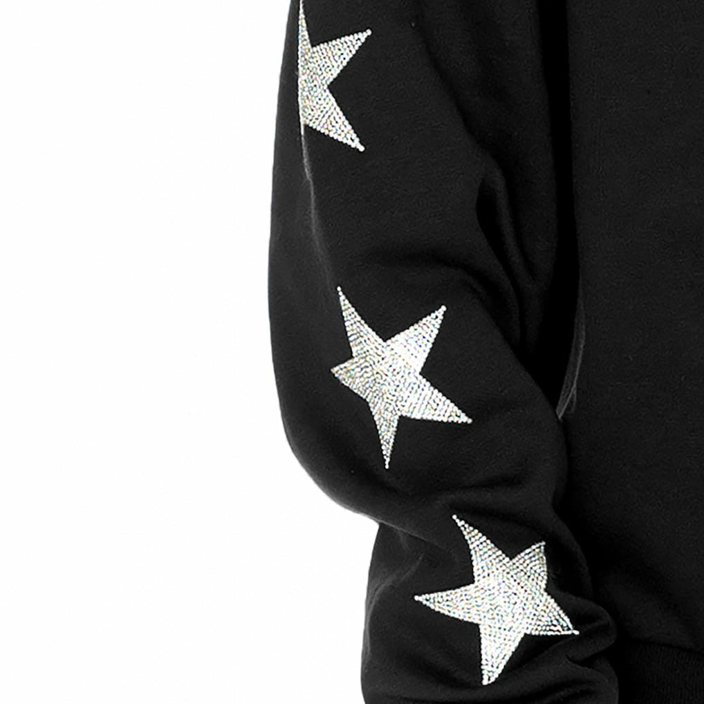 Cleveland Browns Gameday Couture Women's Rhinestone Star Sleeve Settle the Score Oversized Tri-Blend Pullover - Black for sale