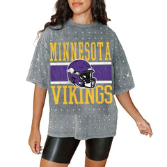 Minnesota Vikings Gameday Couture Women's Oversized Mini Rhinestone Classic T-Shirt - Gray online