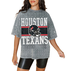 Houston Texans Gameday Couture Women's Oversized Mini Rhinestone Classic T-Shirt - Gray online