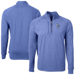 Kansas City Royals Cutter & Buck Adapt Eco Knit Heather Quarter-Zip Pullover Top - Heather Blue