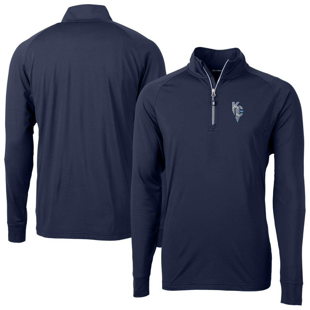 Kansas City Royals Cutter & Buck Adapt Eco Knit Stretch Recycled Quarter-Zip Pullover Top - Navy