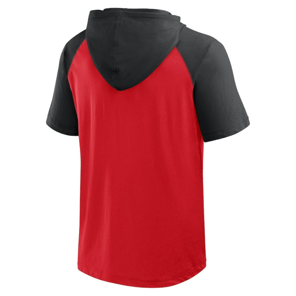 Chicago Blackhawks Logo Athletic Prime Raglan Short Sleeve Pullover Hoodie Red
