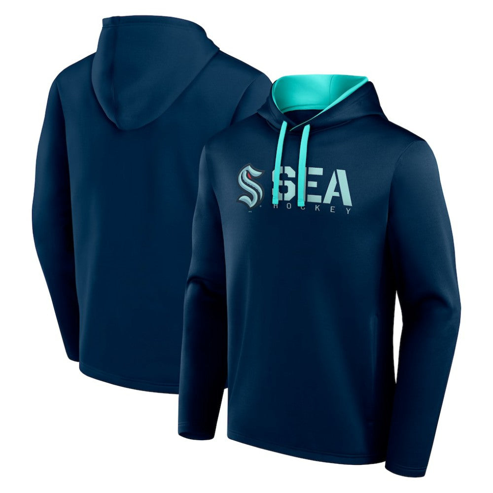 Seattle Kraken Logo Athletic Head Start Pullover Hoodie Navy