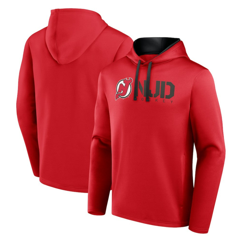 New Jersey Devils Logo Athletic Head Start Pullover Hoodie Red