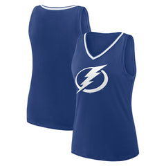Tampa Bay Lightning Logo Athletic Women's Stellar Win V-Neck Tank Top Blue