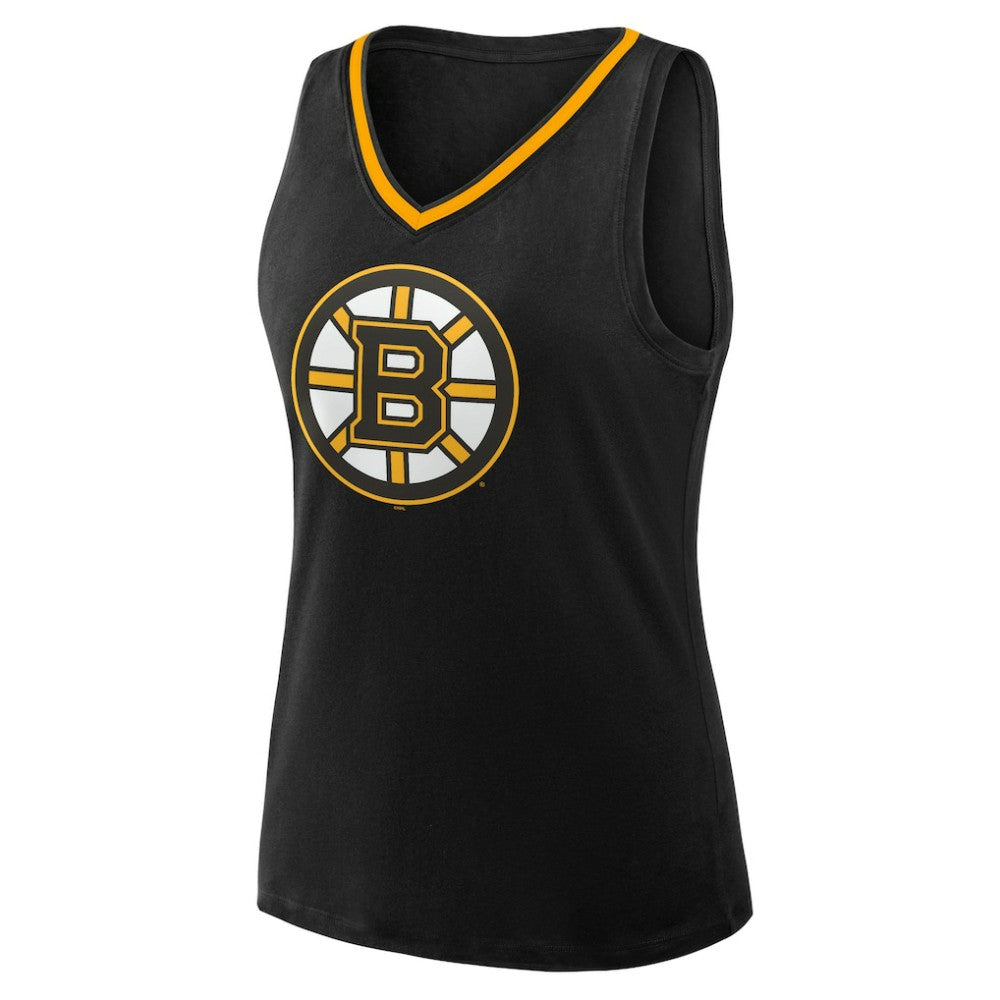 Boston Bruins Logo Athletic Women's Stellar Win V-Neck Tank Top Black