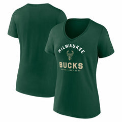 Milwaukee Bucks Logo Athletic Women's Unrivaled V-Neck T-Shirt - Hunter Green online