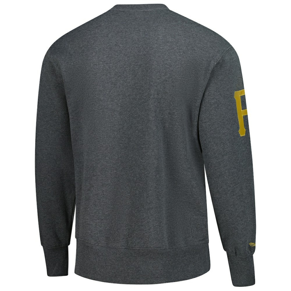 Roberto Clemente Pittsburgh Pirates Legends Collection Vintage Logo Name & Number Fleece Pullover Sweatshirt - Heather Charcoal | Mitchell & Ness