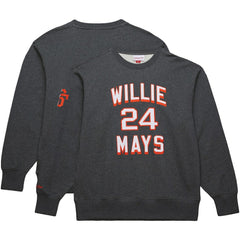 Willie Mays San Francisco Giants Legends Collection Vintage Logo Name & Number Fleece Pullover Sweatshirt - Heather Charcoal | Mitchell & Ness