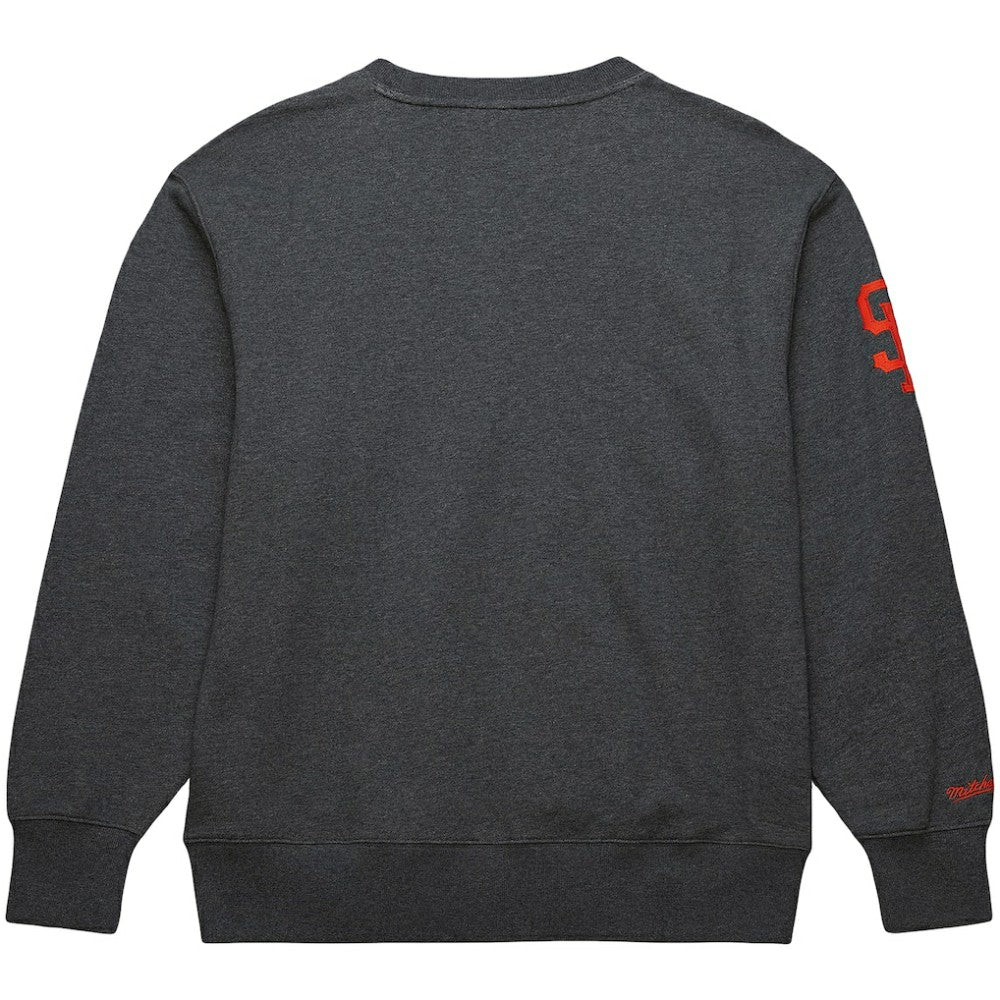 Willie Mays San Francisco Giants Legends Collection Vintage Logo Name & Number Fleece Pullover Sweatshirt - Heather Charcoal | Mitchell & Ness