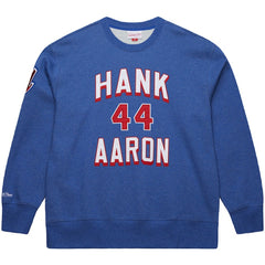 Hank Aaron Atlanta Braves Legends Collection Vintage Logo Fleece Name & Number Pullover Sweatshirt - Royal | Mitchell & Ness