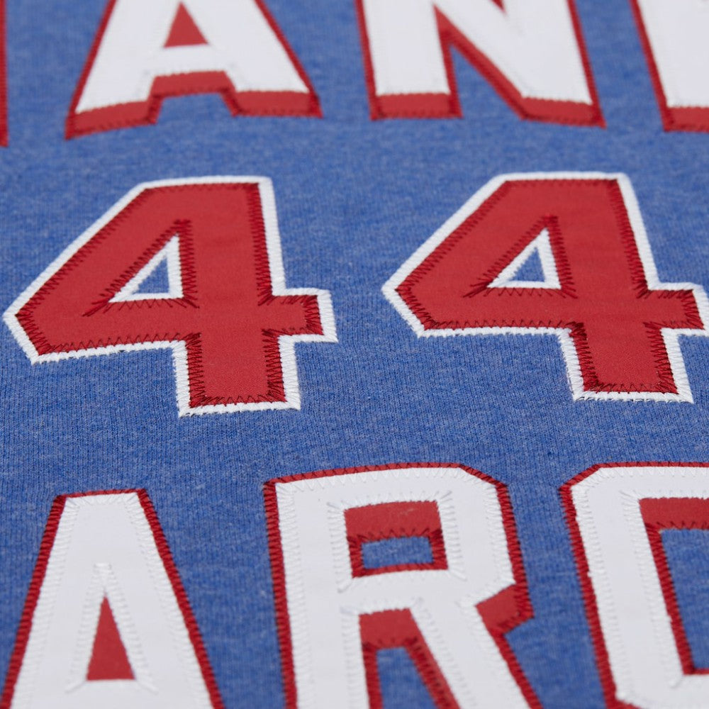 Hank Aaron Atlanta Braves Legends Collection Vintage Logo Fleece Name & Number Pullover Sweatshirt - Royal | Mitchell & Ness